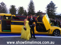 Bumblebee Camaro School Ball LImousine - truly exotic 8 passenger stretch limo stopover at Monument Hill in Fremantle for the school ball limo photos before arriving at the Fremantle Esplanade hotel for the students school ball arrival by limo.