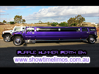 White Hummer and Purple Hummer on the Perth Streets.